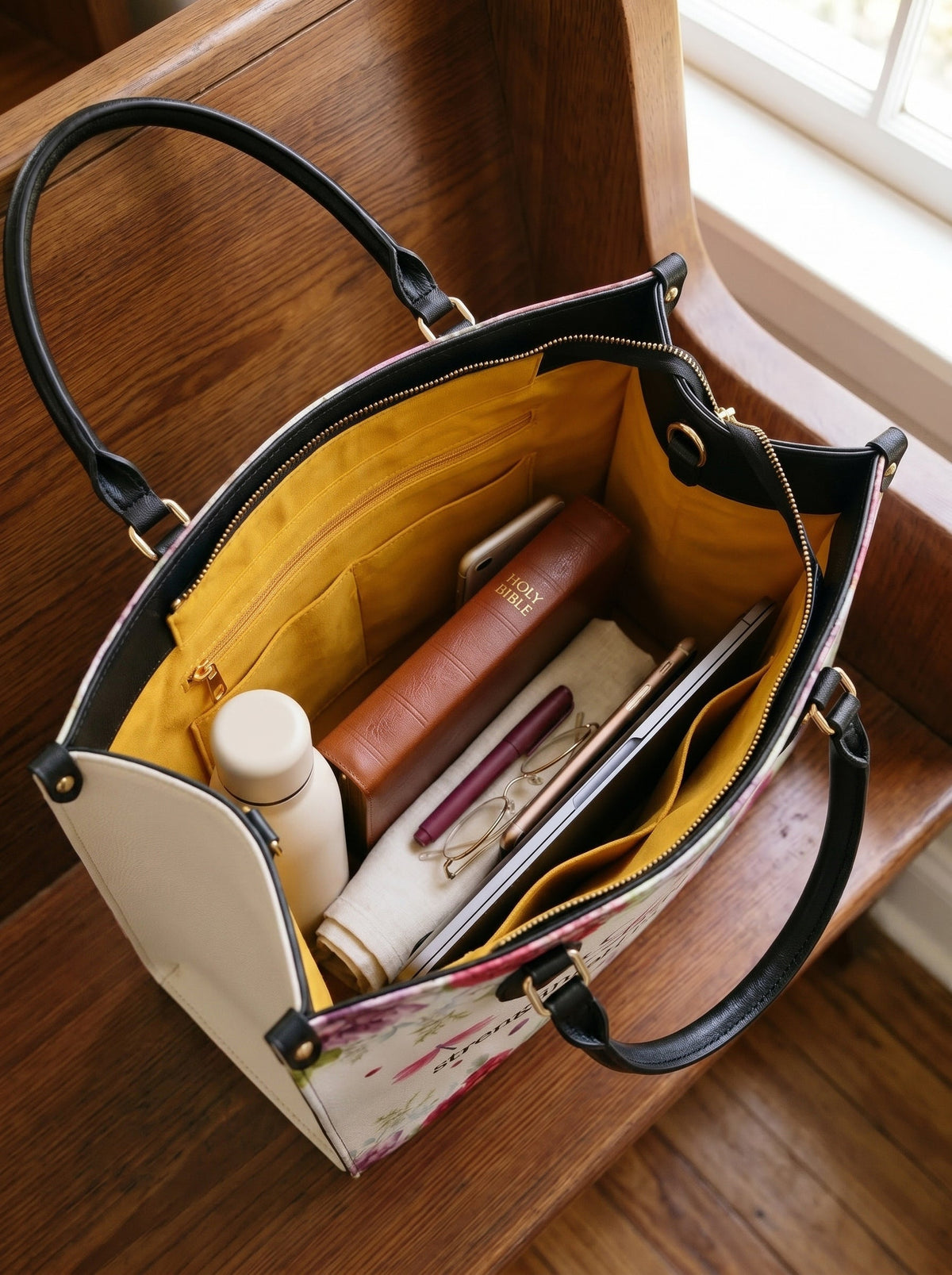 Melody Psalm 118:14 Leather Handbag