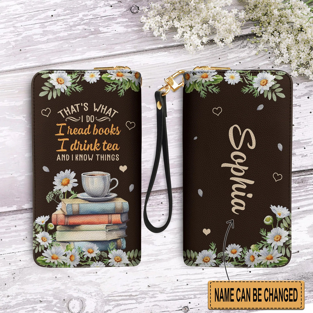 I Read Books & Drink Tea Personalized Clutch Purse