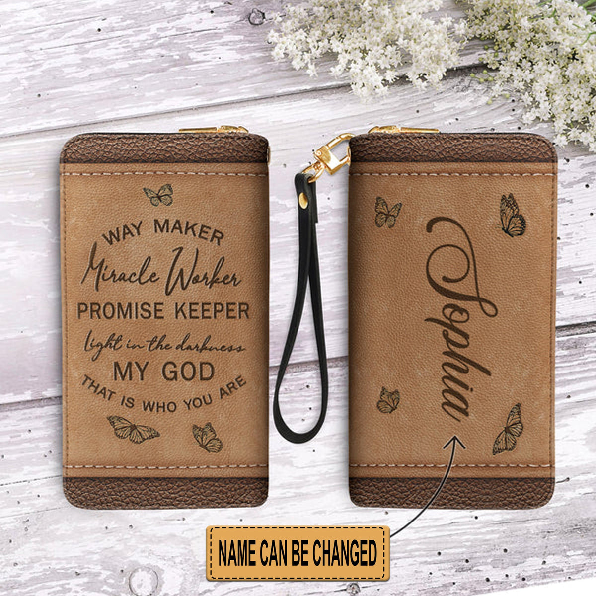 Personalized Way Maker Butterfly Clutch Purse
