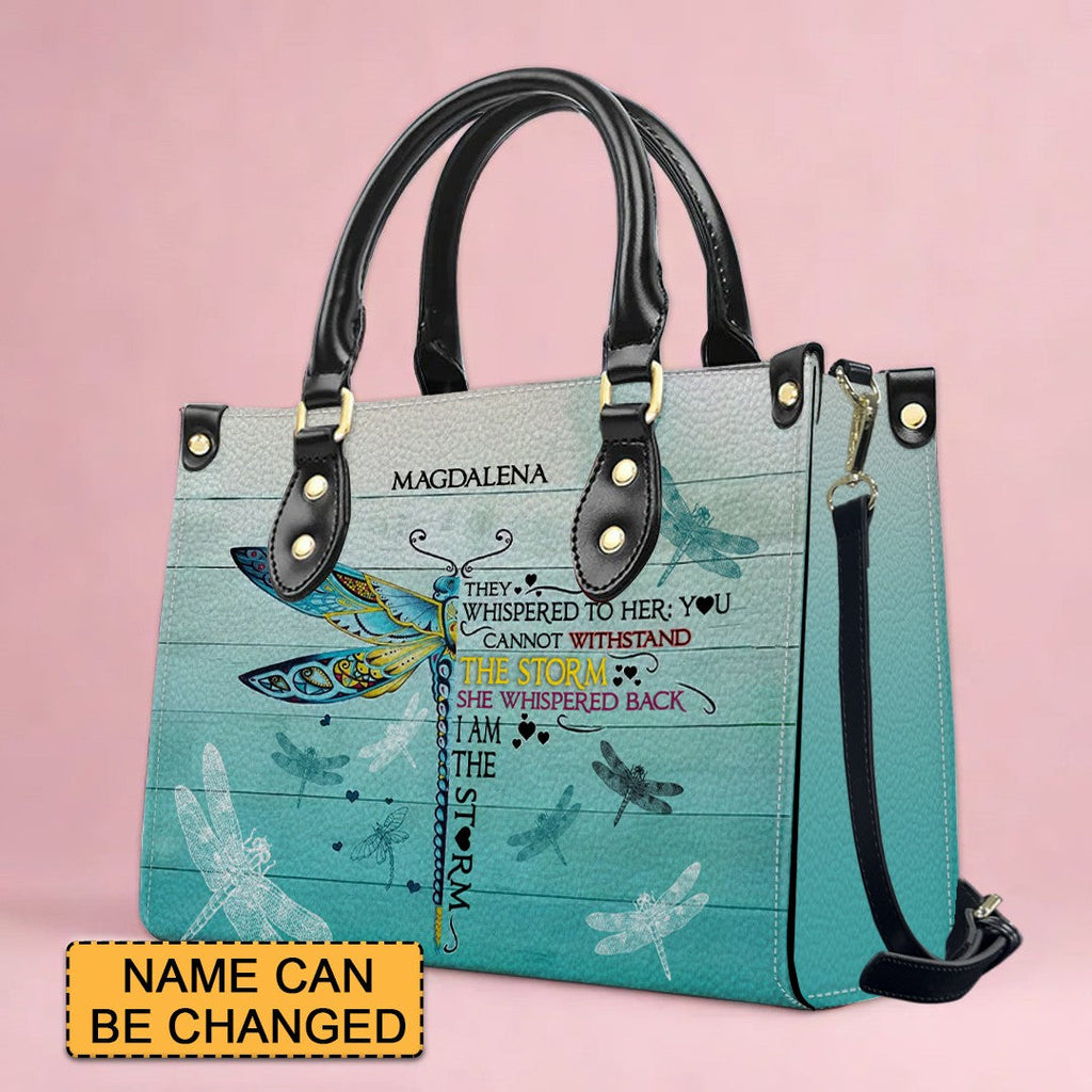 I Am The Storm Personalized Leather Tote Bag