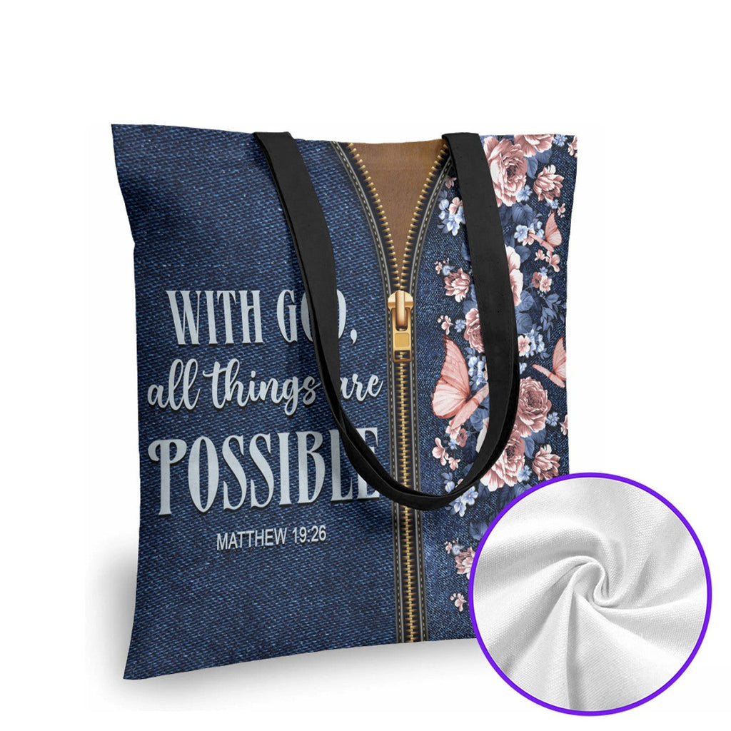 With God All Things Are Possible Leather Tote Bag