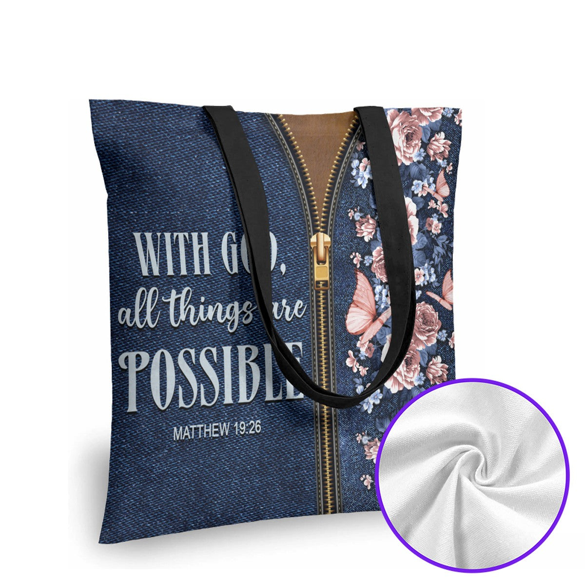 With God All Things Are Possible Leather Tote Bag