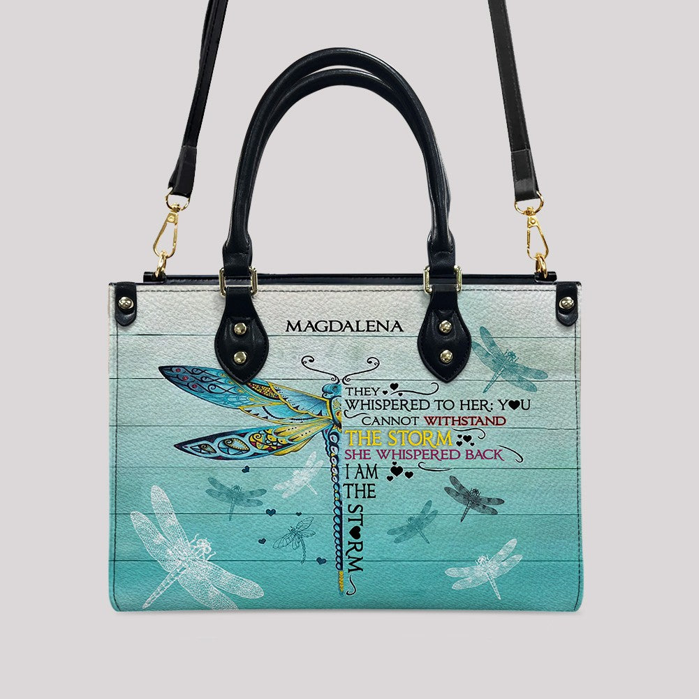 I Am The Storm Personalized Leather Tote Bag