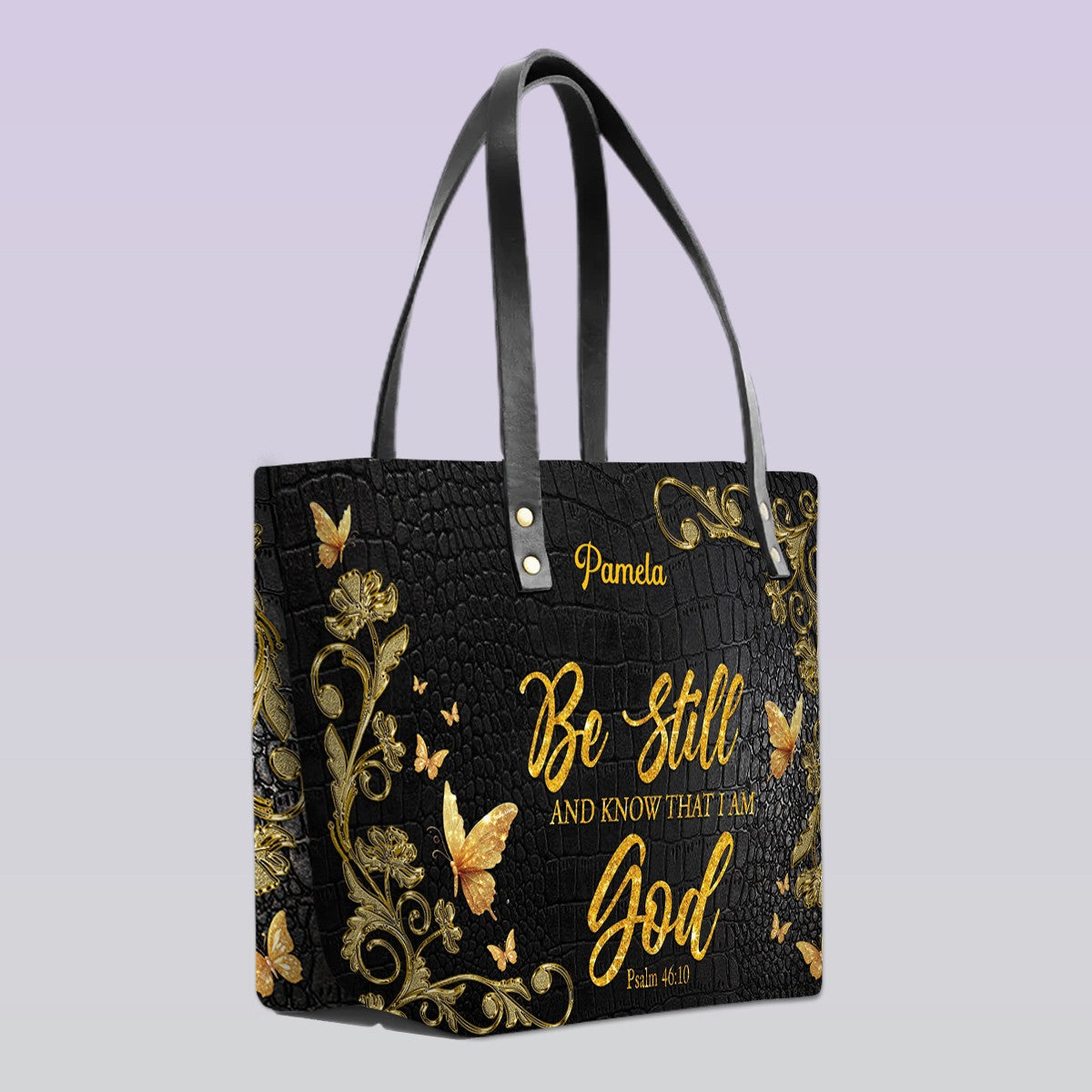 Personalized Bible Verse Leather Tote Bag