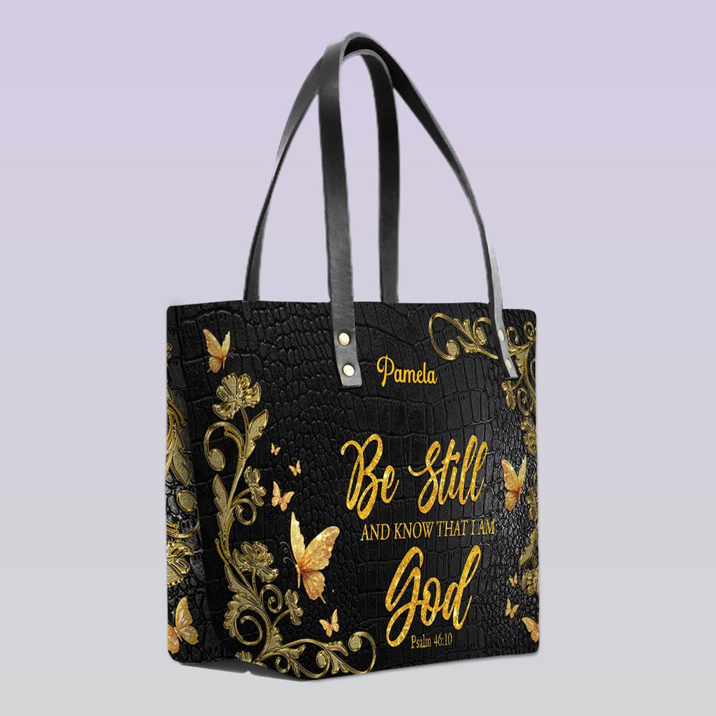 Personalized Bible Verse Leather Tote Bag