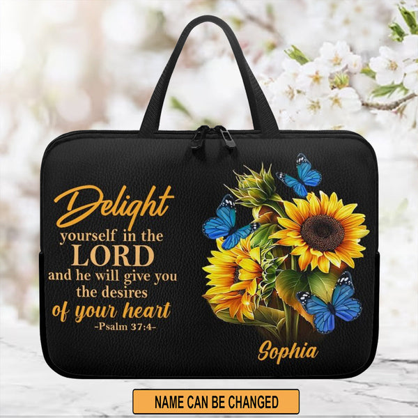 Personalized Delight in the Lord Laptop Bag