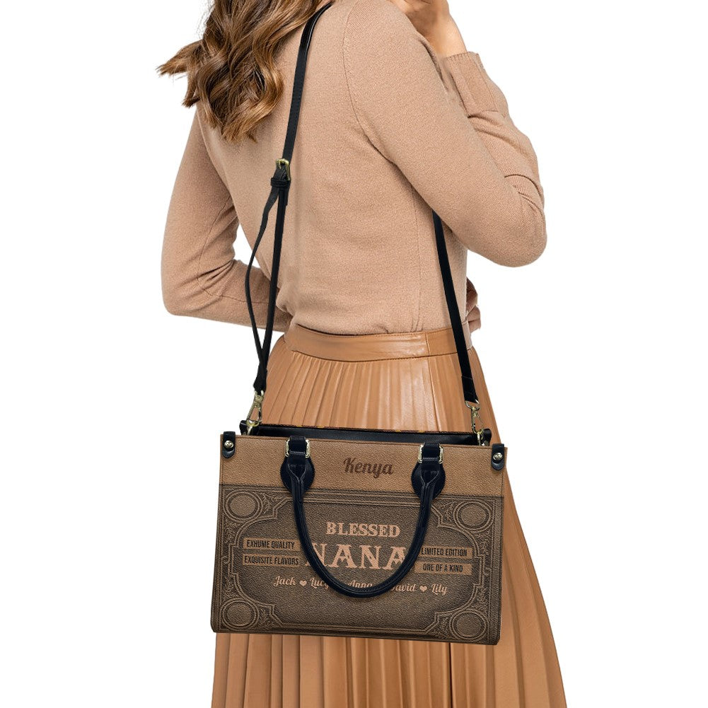 Personalized Blessed Nana Leather Tote Bag