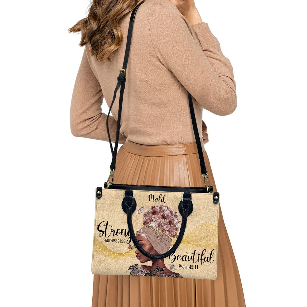 I Am Strong & Beautiful Custom Leather Handbag