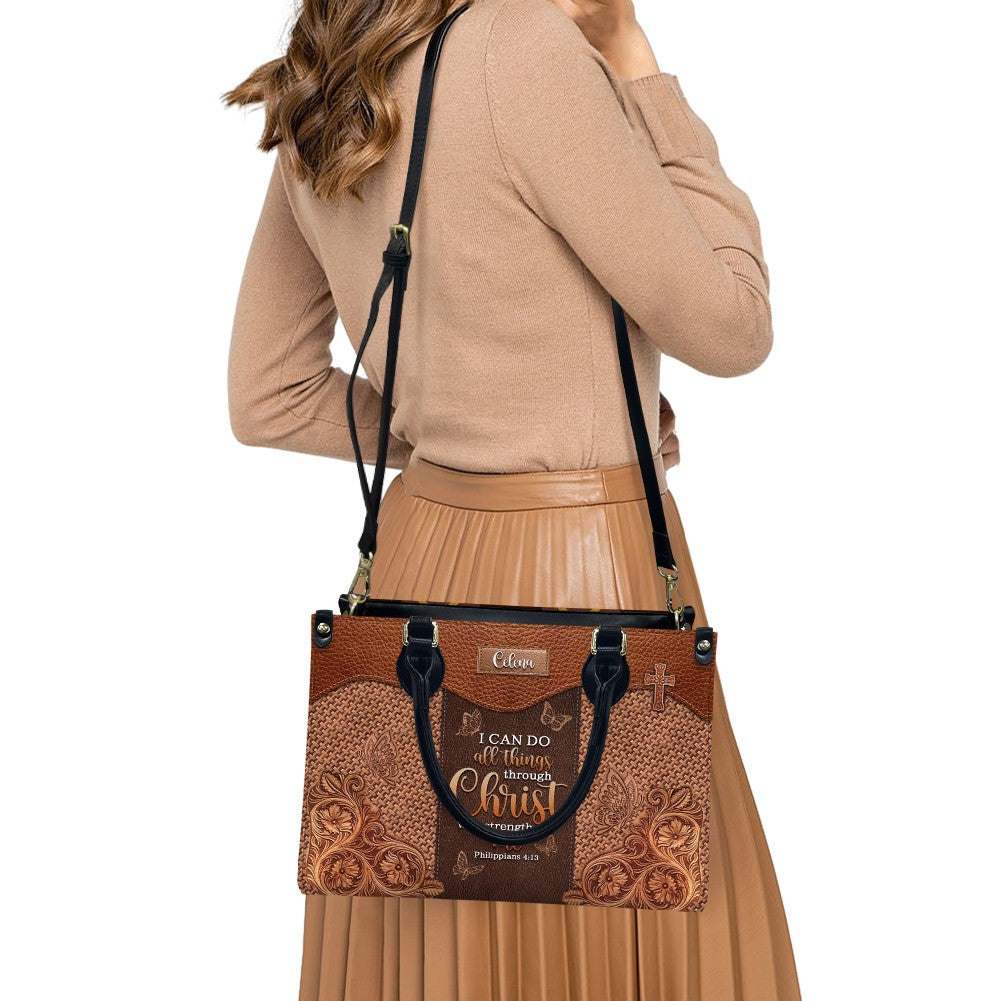 Personalized Bible Verse Leather Handbag