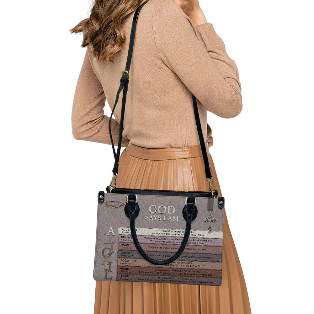 Personalized Christian Floral Leather Handbag