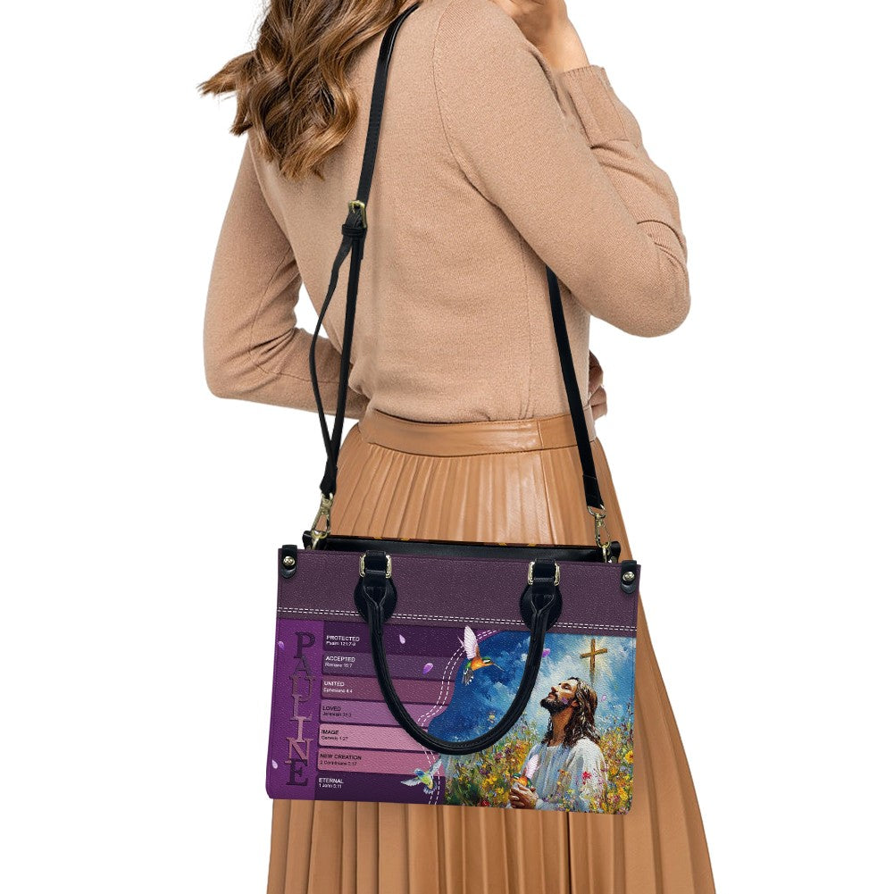 Personalized Sacred Name Leather Tote Bag