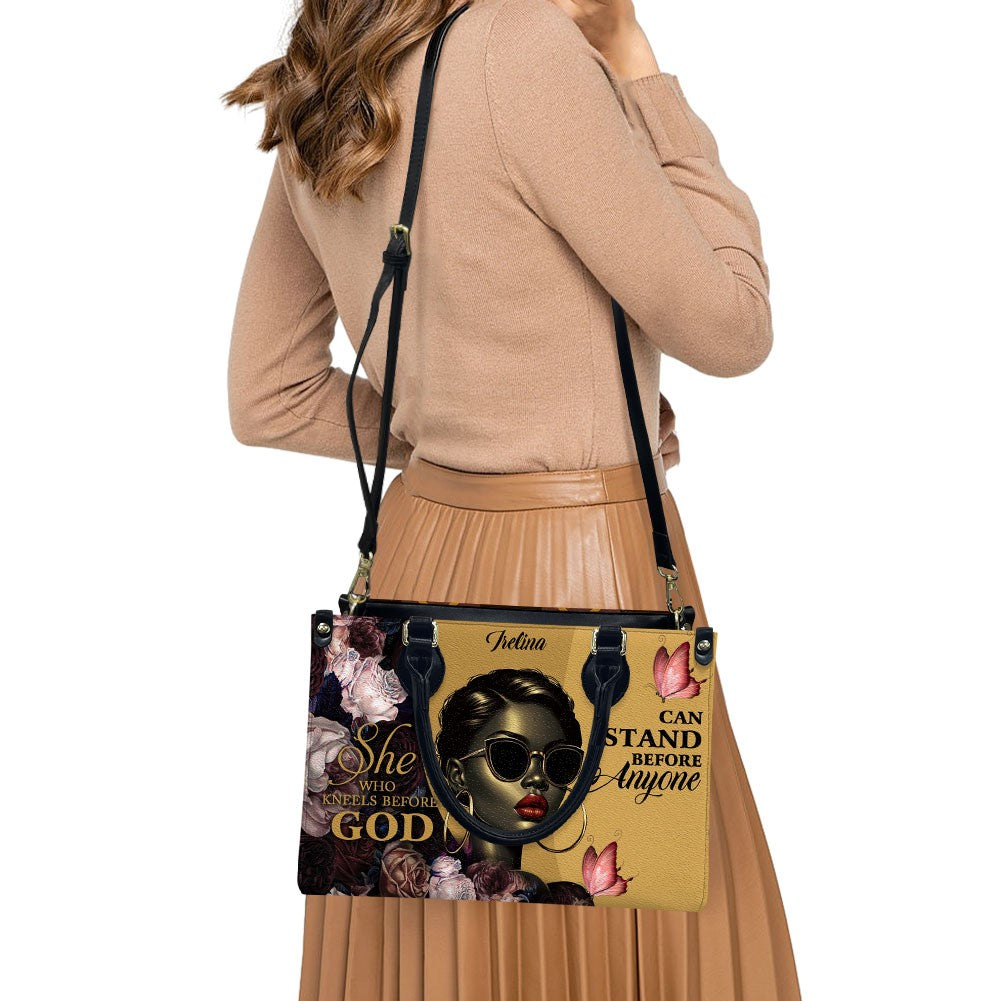 She Who Kneels Before God Custom Leather Tote
