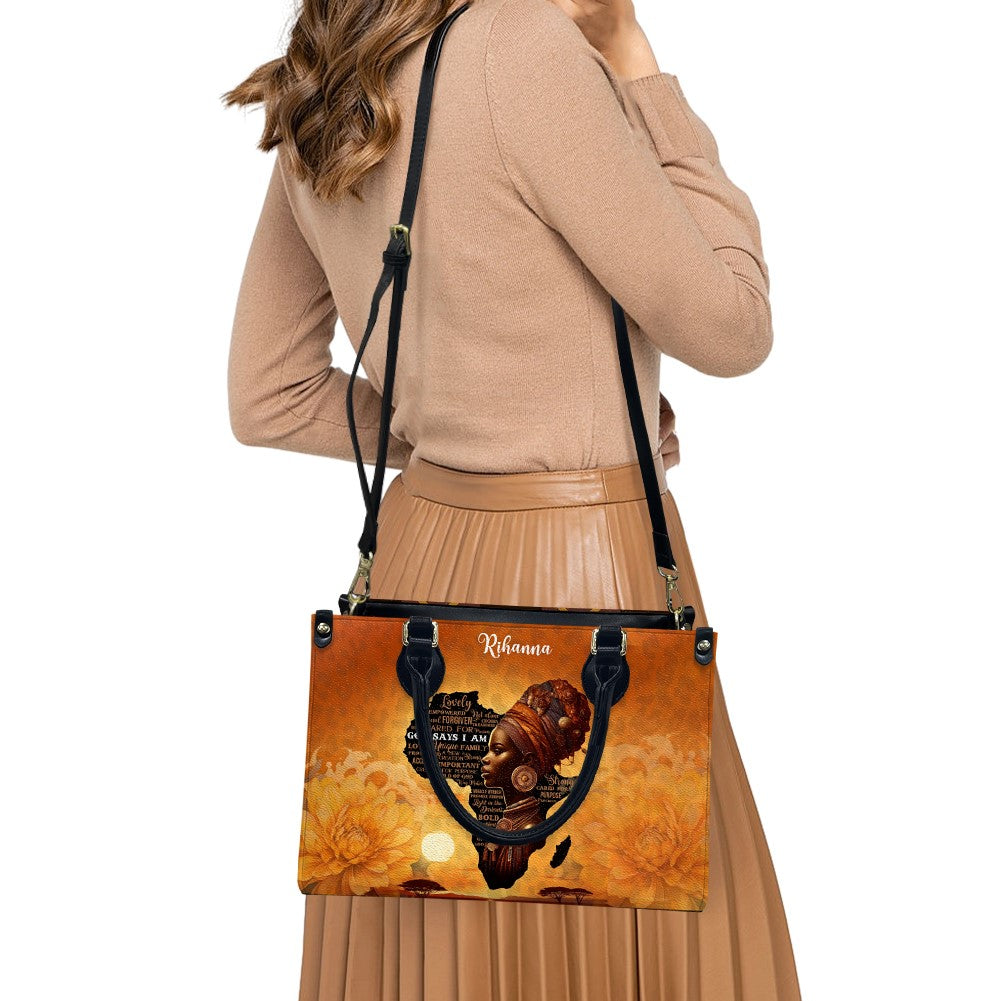Personalized Afrocentric Leather Tote Bag