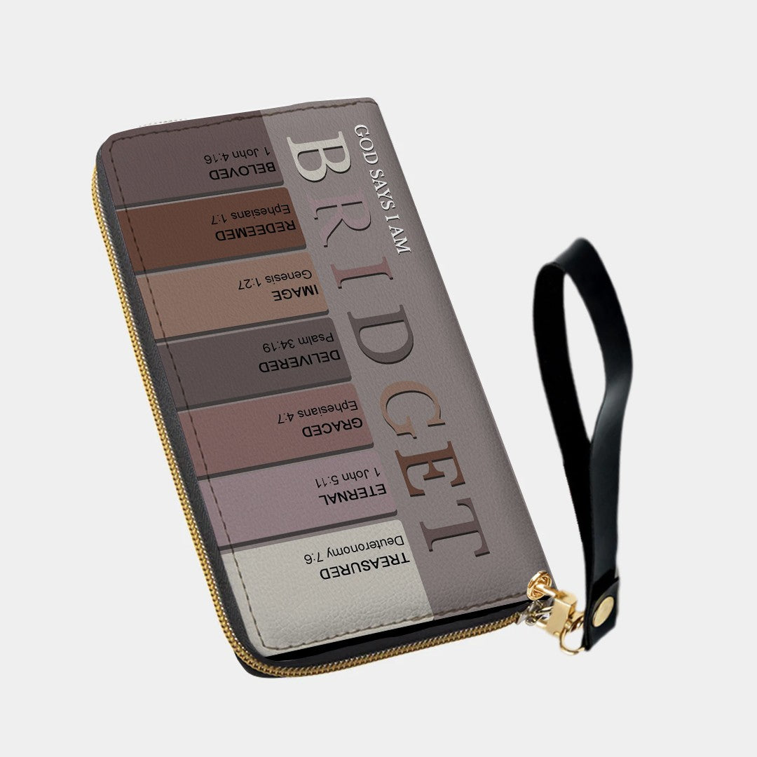 Personalized Christian Name Leather Clutch Purse