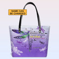 Personalized Dragonfly Bible Verse Leather Tote