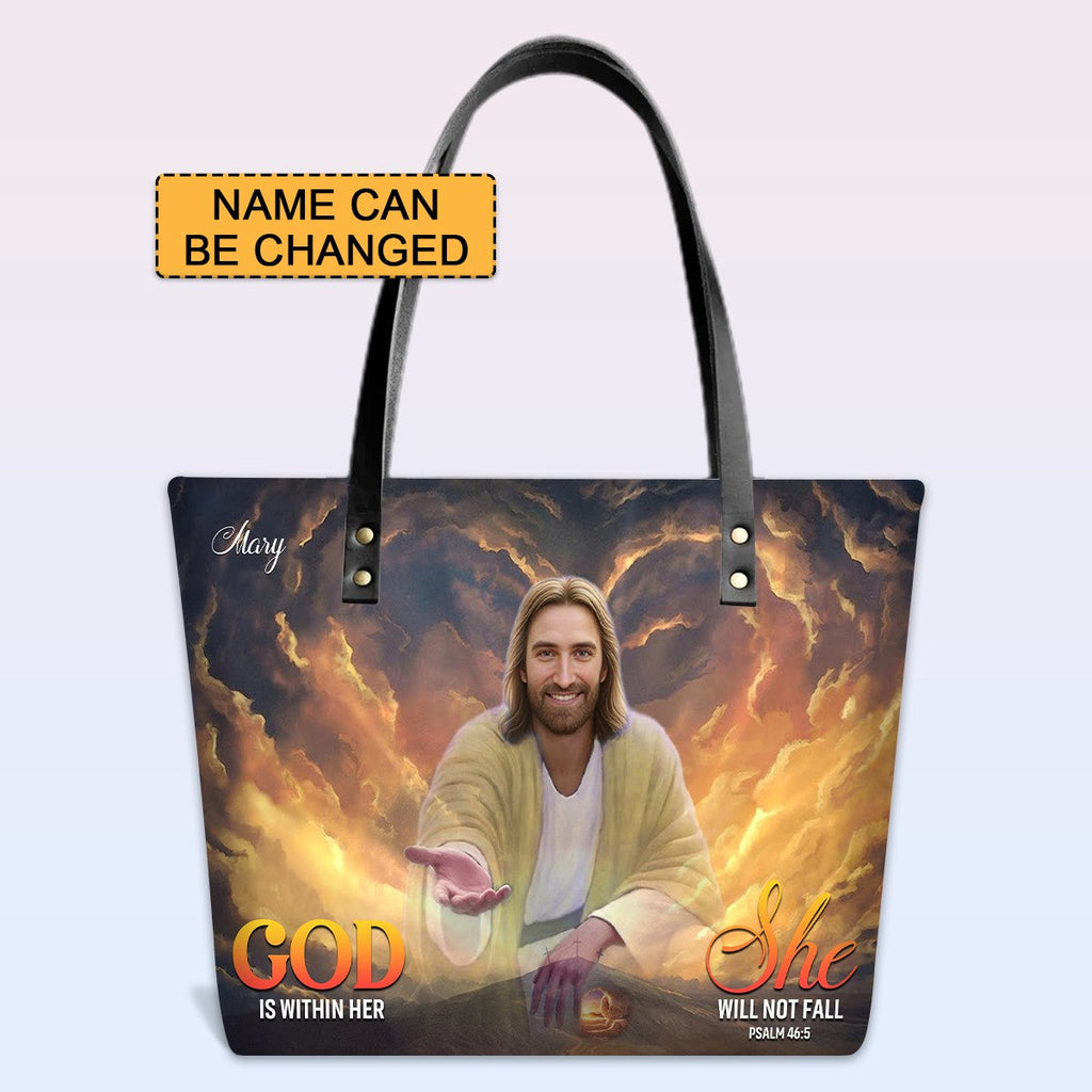 Personalized Bible Verse Leather Tote Bag