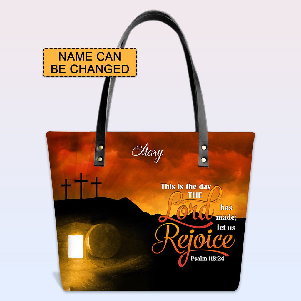Personalized Bible Verse Leather Tote Bag