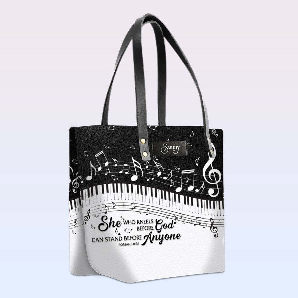 Personalized Bible Verse Leather Tote Bag