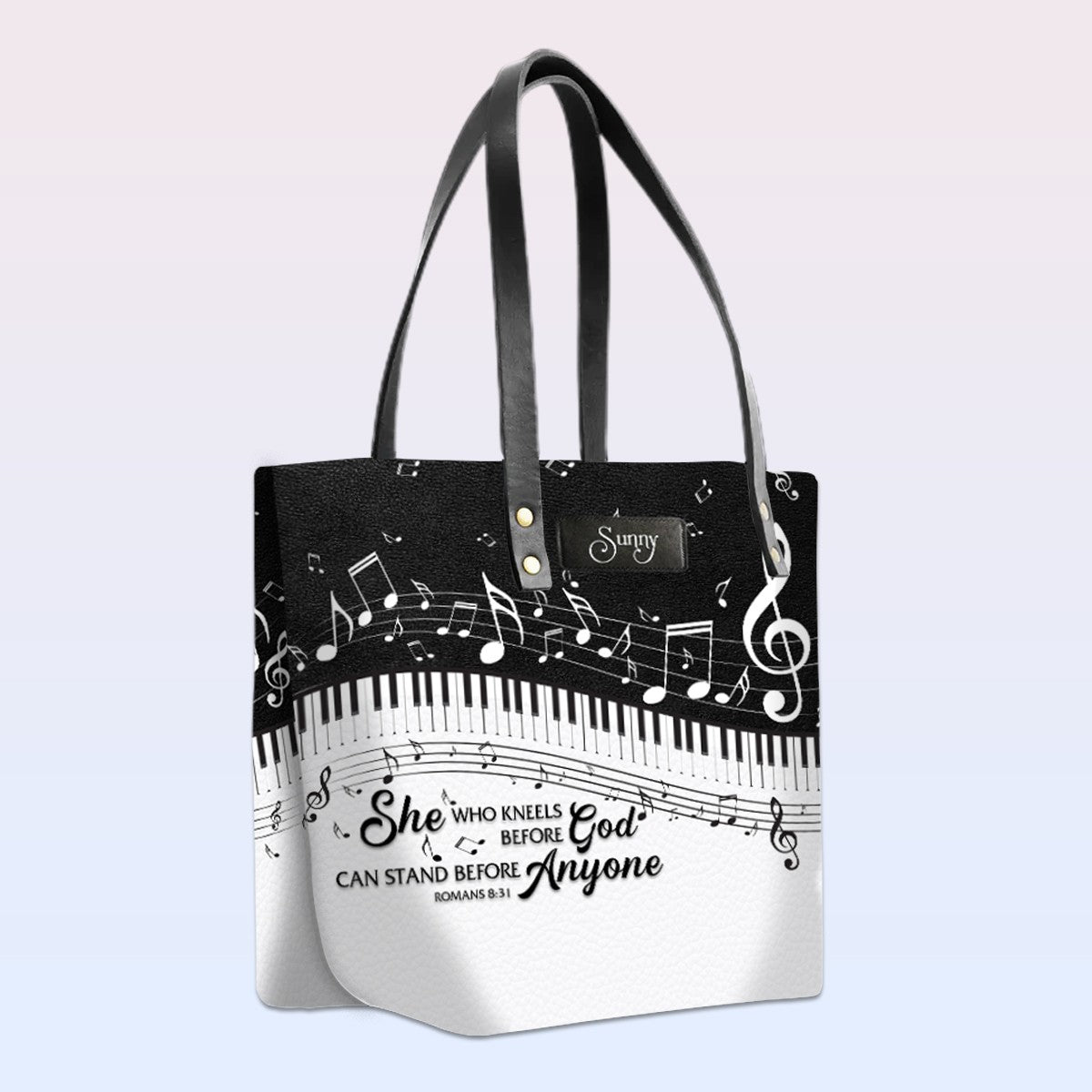 Personalized Bible Verse Leather Tote Bag