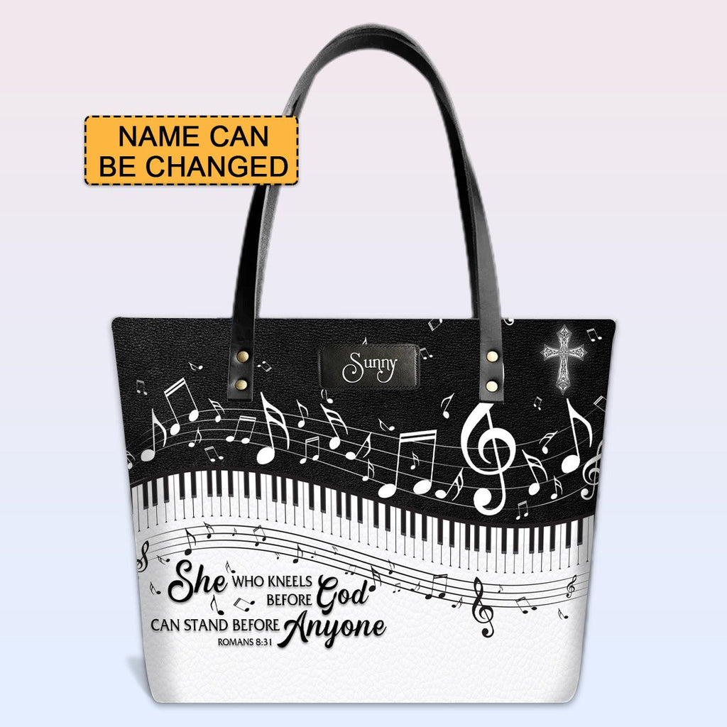 Personalized Bible Verse Leather Tote Bag