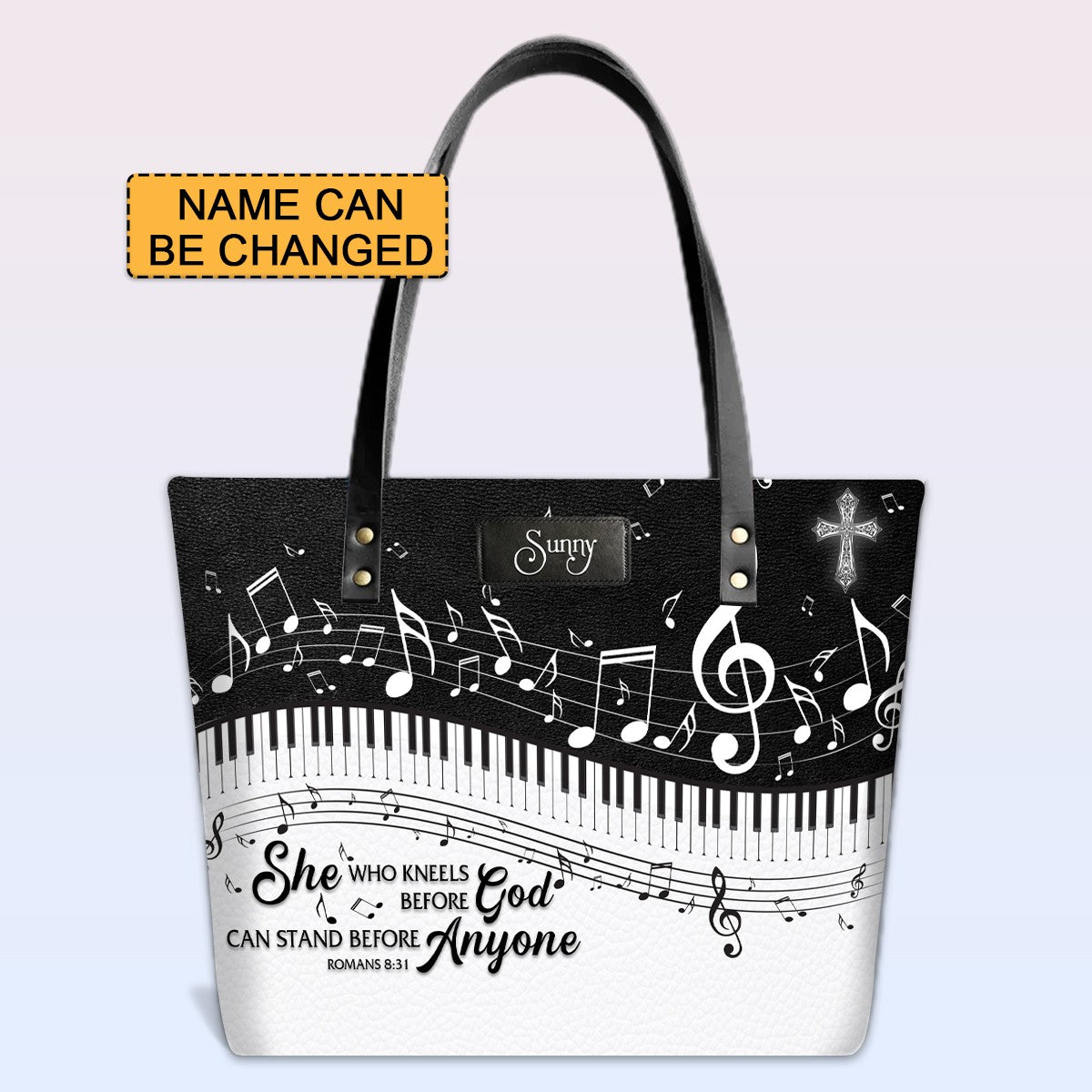 Personalized Bible Verse Leather Tote Bag