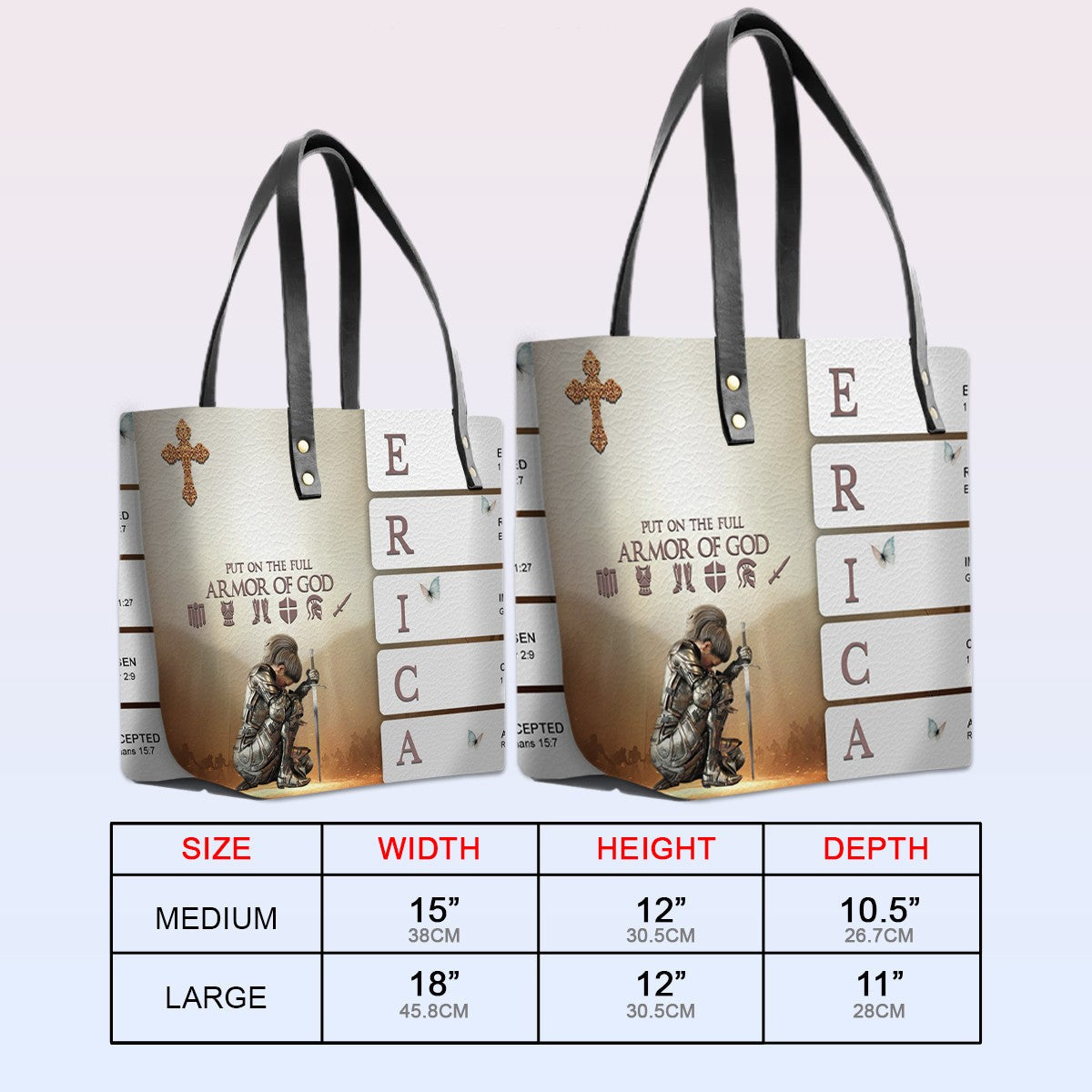 Personalized Bible Verse Leather Tote Bag