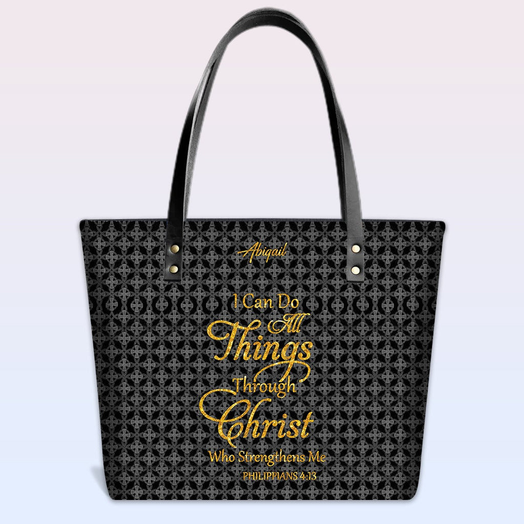 Personalized Christian Leather Tote Bag