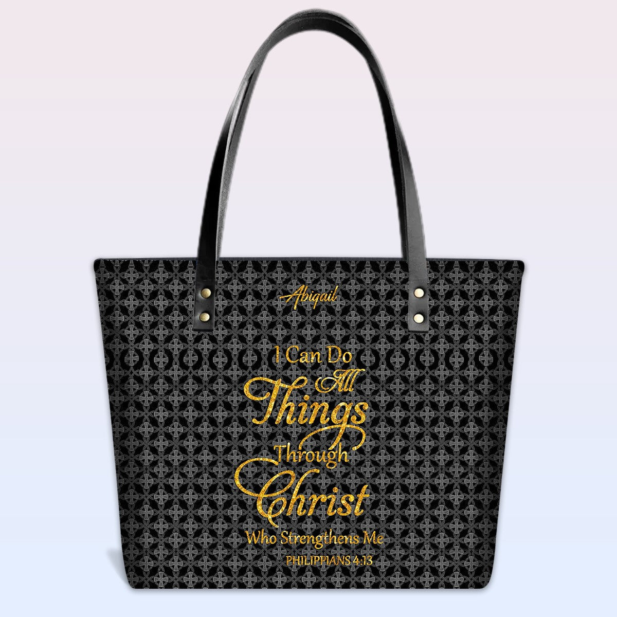 Personalized Christian Leather Tote Bag