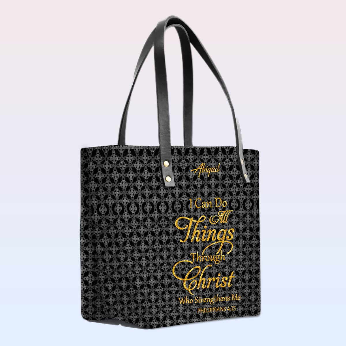 Personalized Christian Leather Tote Bag