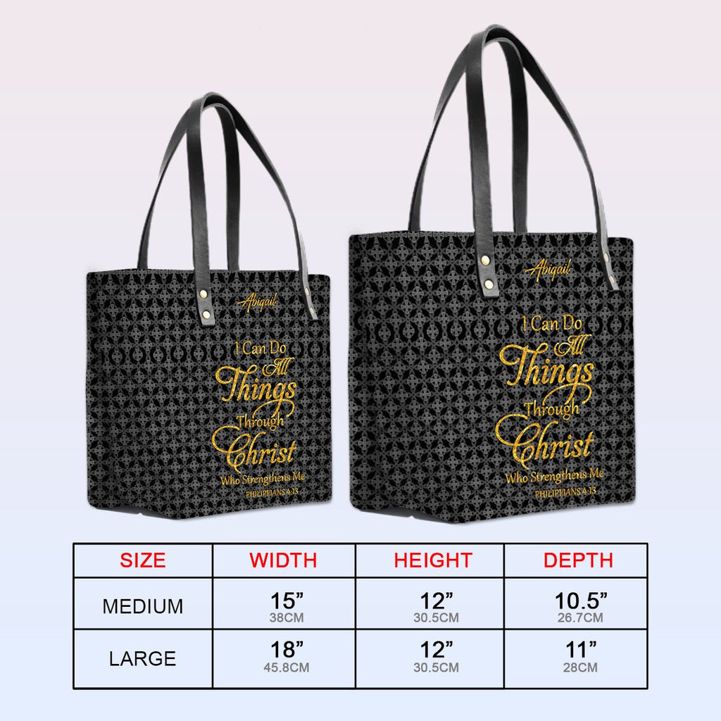 Personalized Christian Leather Tote Bag