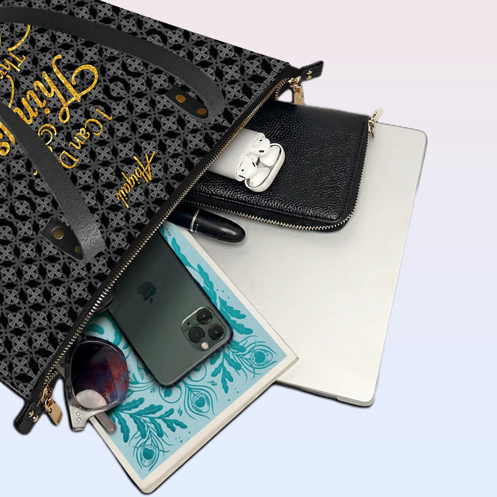 Personalized Christian Leather Tote Bag