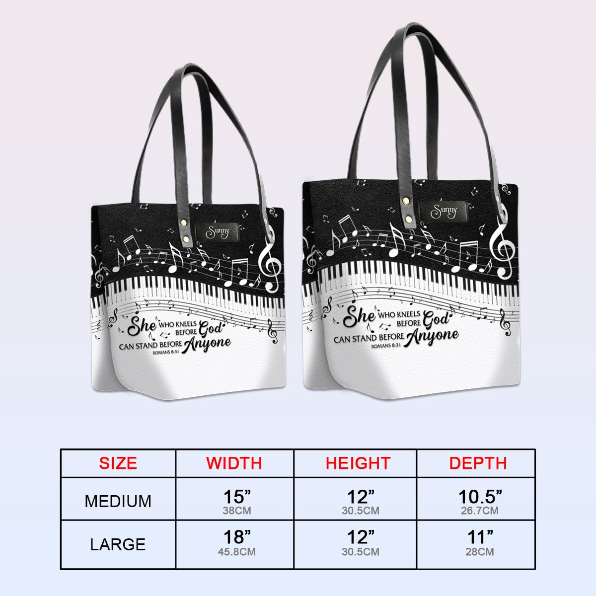 Personalized Bible Verse Leather Tote Bag