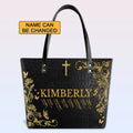 Personalized Bible Verse Name Leather Tote Bag