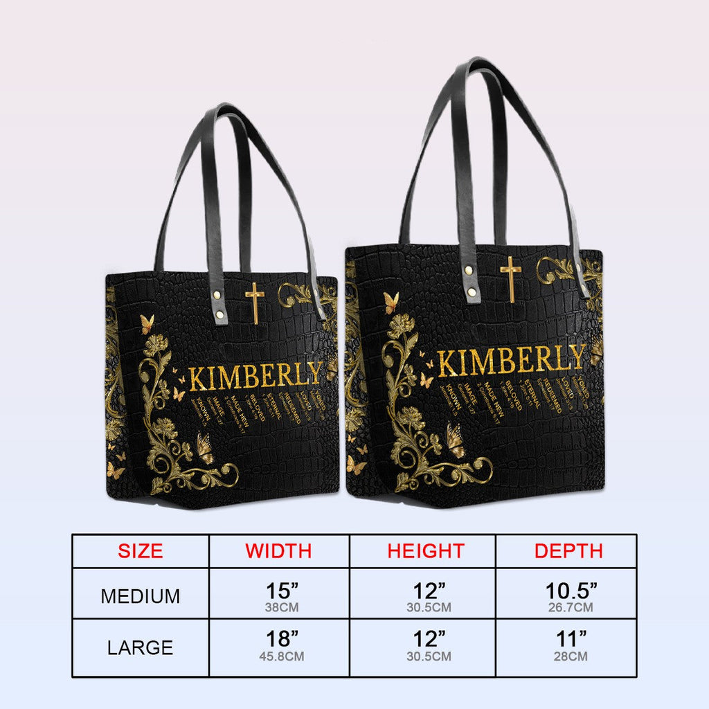 Personalized Bible Verse Name Leather Tote Bag