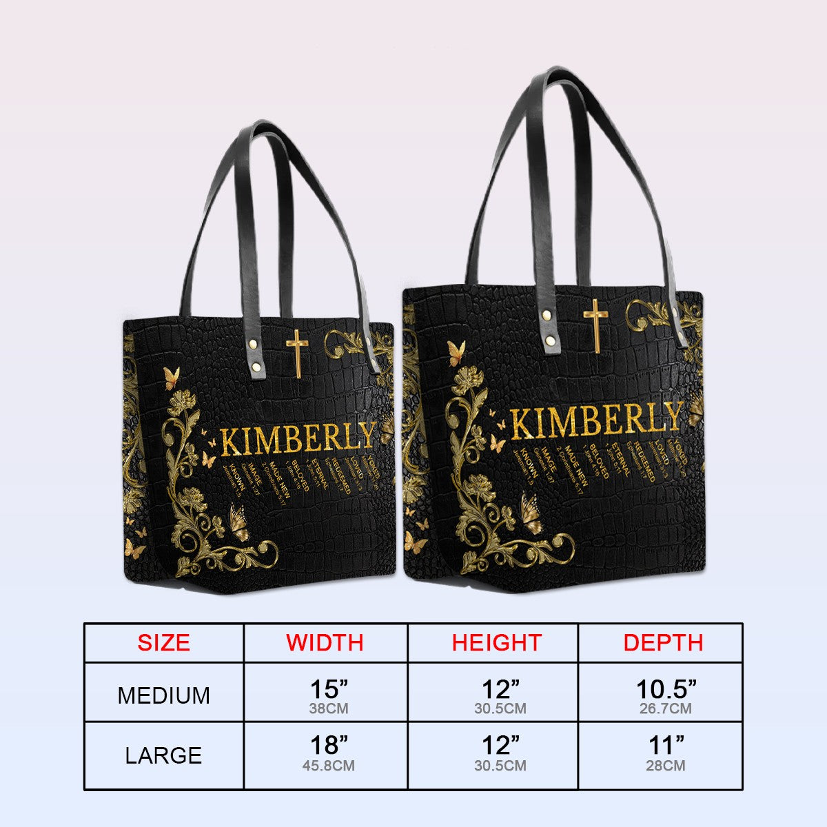 Personalized Bible Verse Name Leather Tote Bag