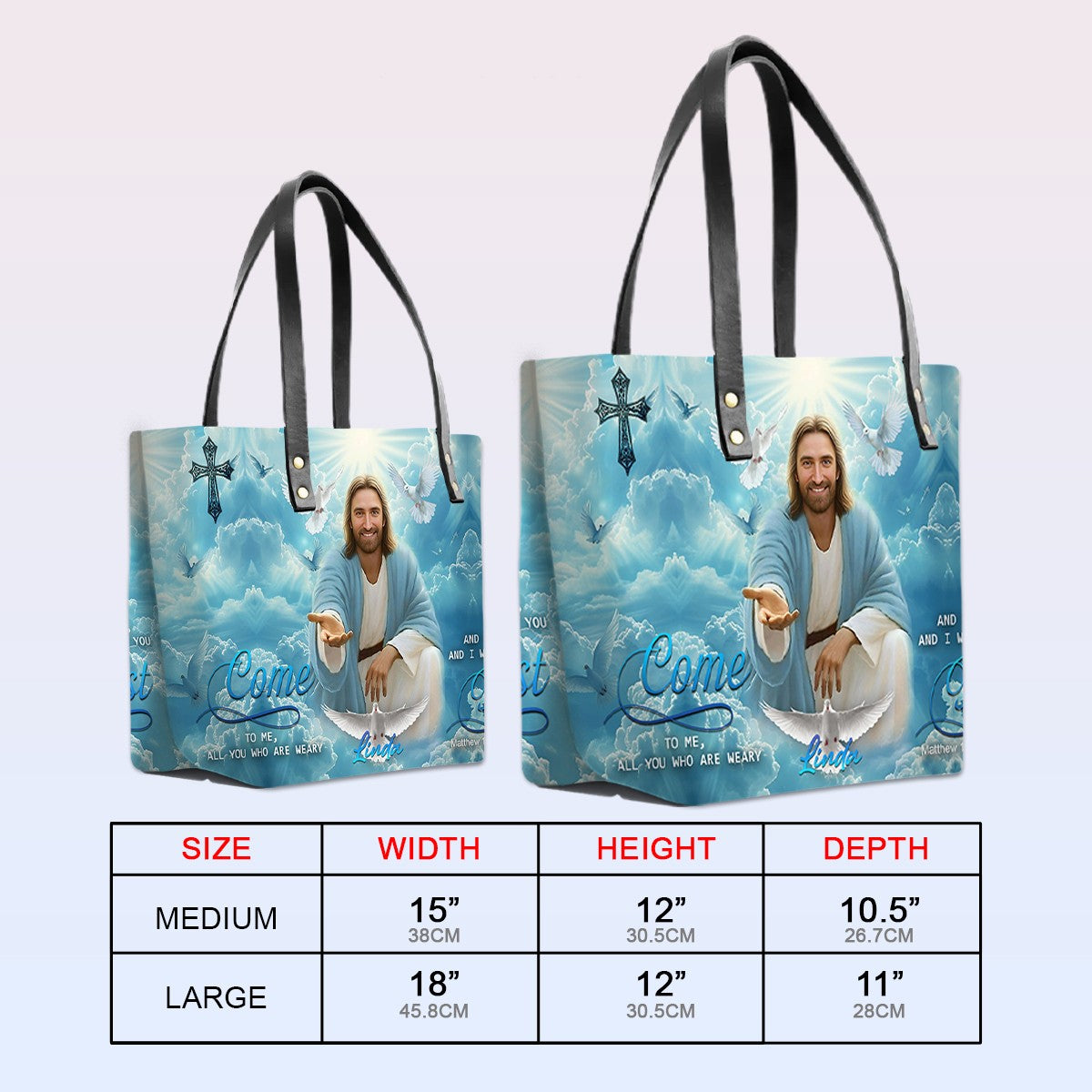 Personalized Bible Verse Leather Tote Bag