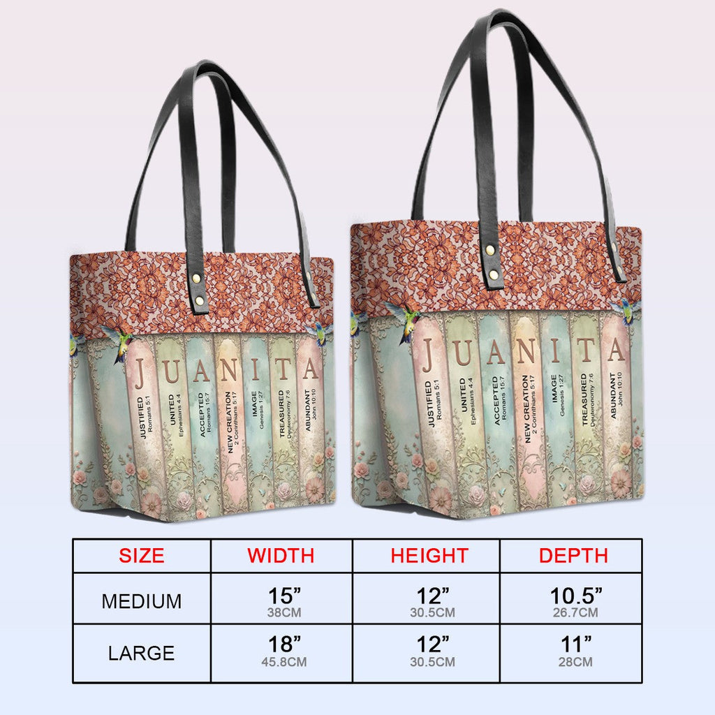 Personalized Bible Verse Name Leather Tote Bag
