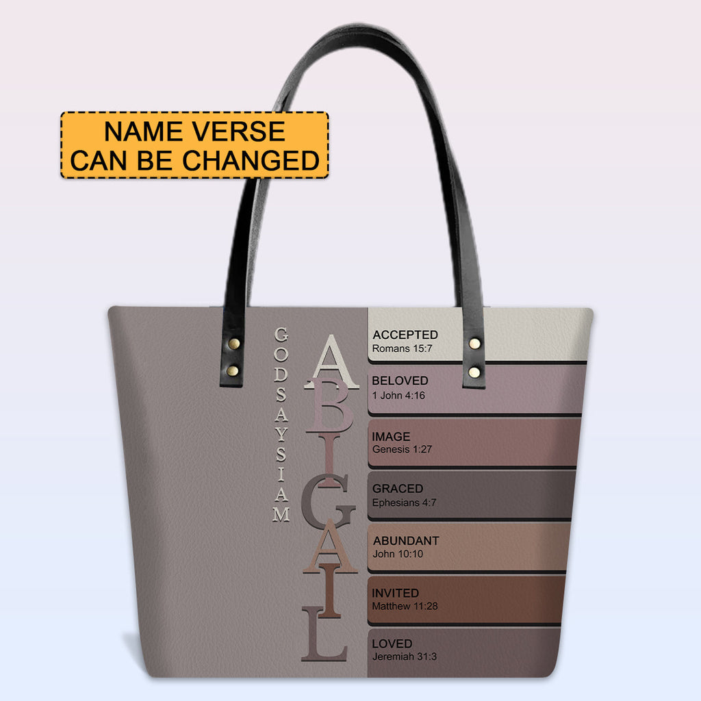 Personalized Name Meaning Leather Tote Bag Set