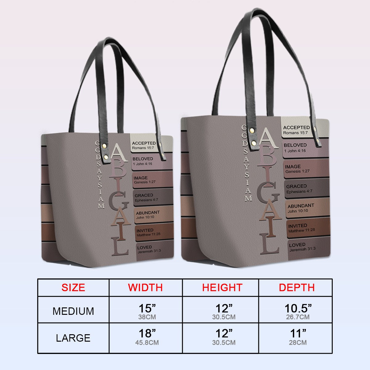 Personalized Bible Verse Leather Tote Bag