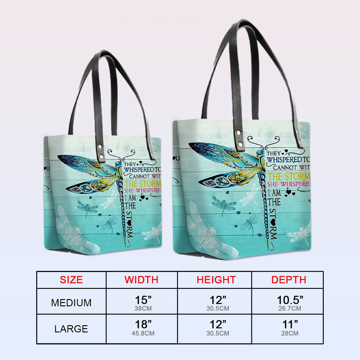 Personalized Dragonfly Bible Verse Leather Tote