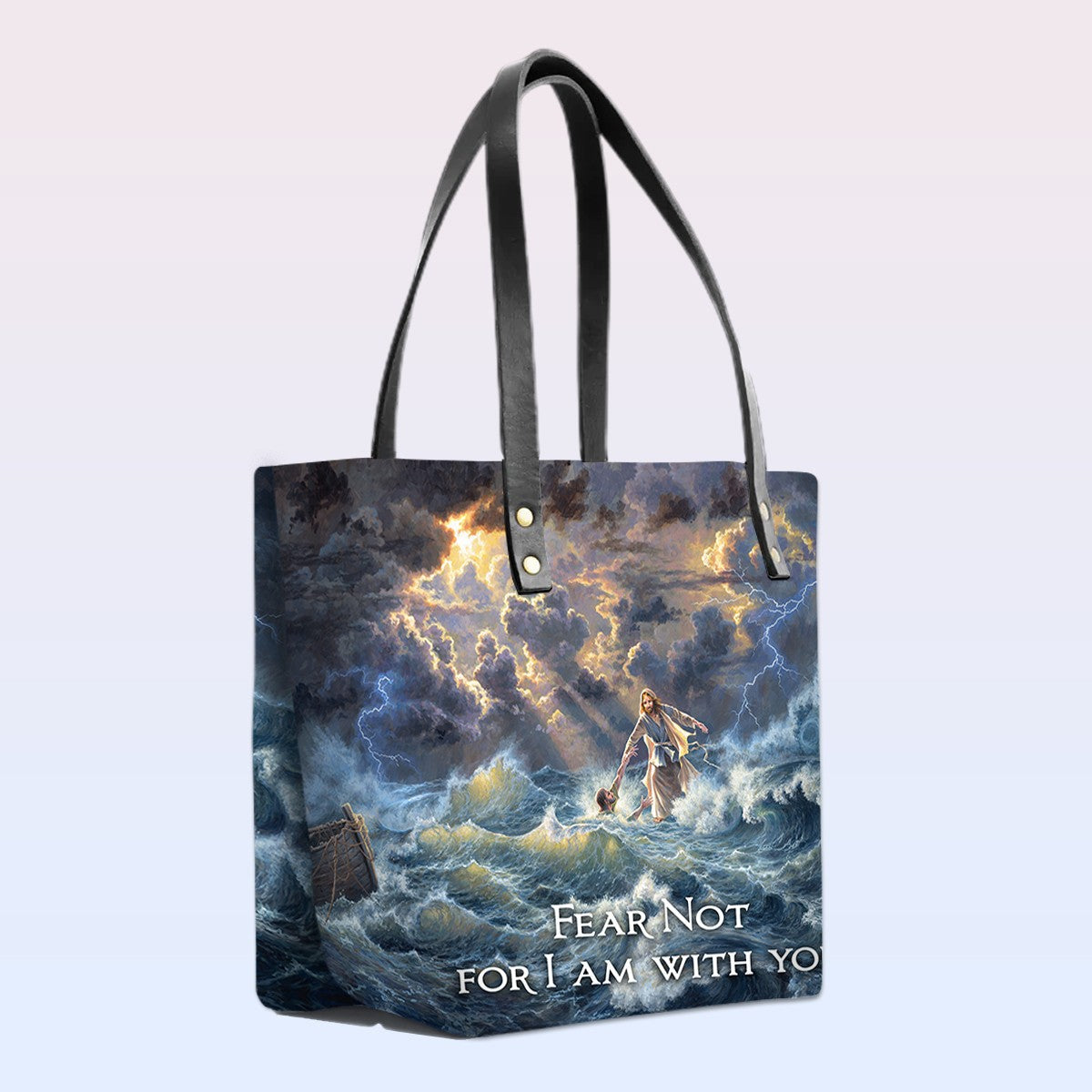 Personalized Bible Verse Leather Tote Bag