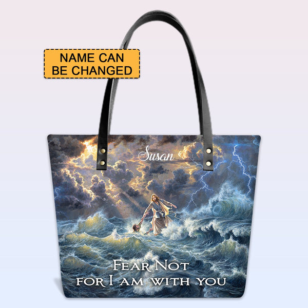 Personalized Bible Verse Leather Tote Bag