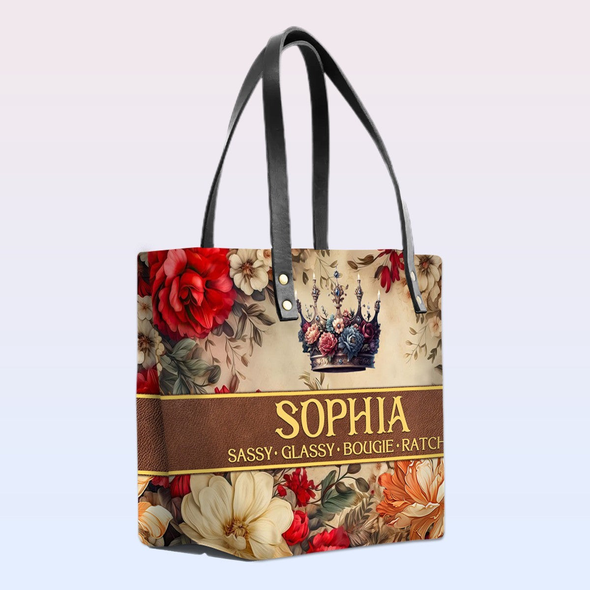 Personalized Bible Verse Leather Tote Bag