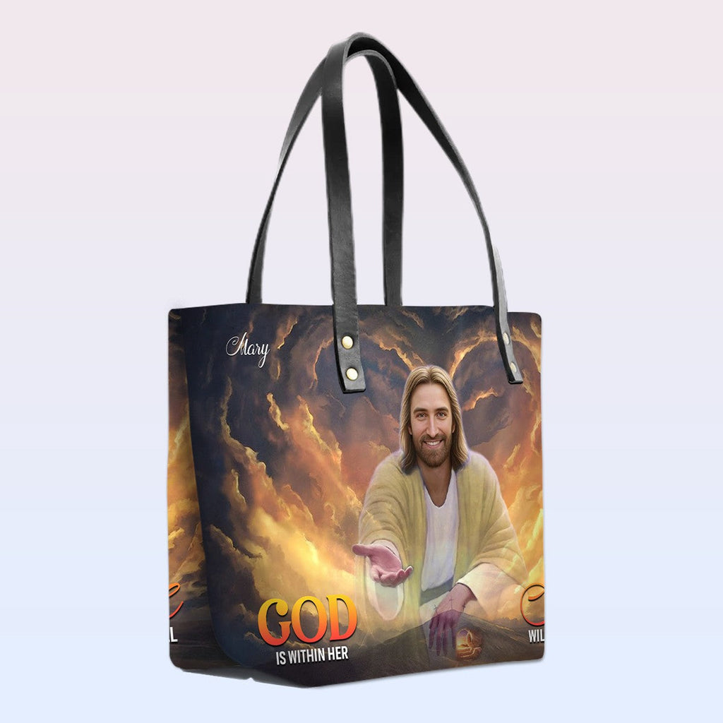 Personalized Bible Verse Leather Tote Bag