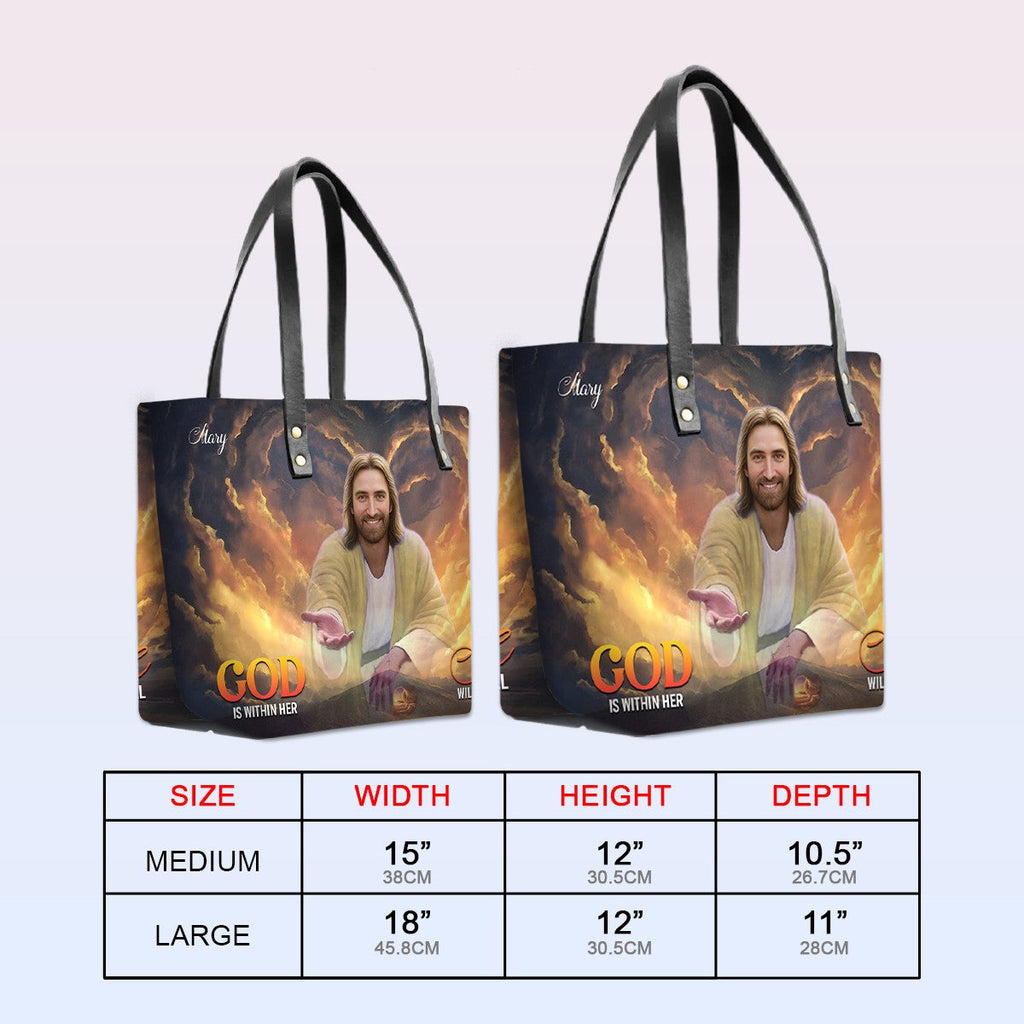 Personalized Bible Verse Leather Tote Bag