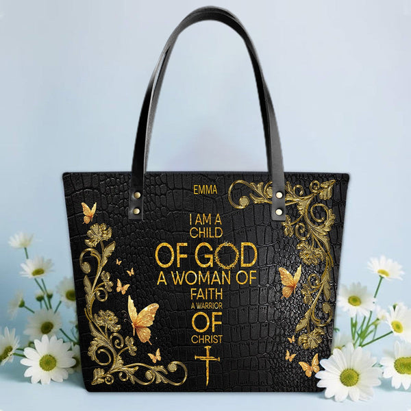 Personalized Bible Verse Leather Tote Bag