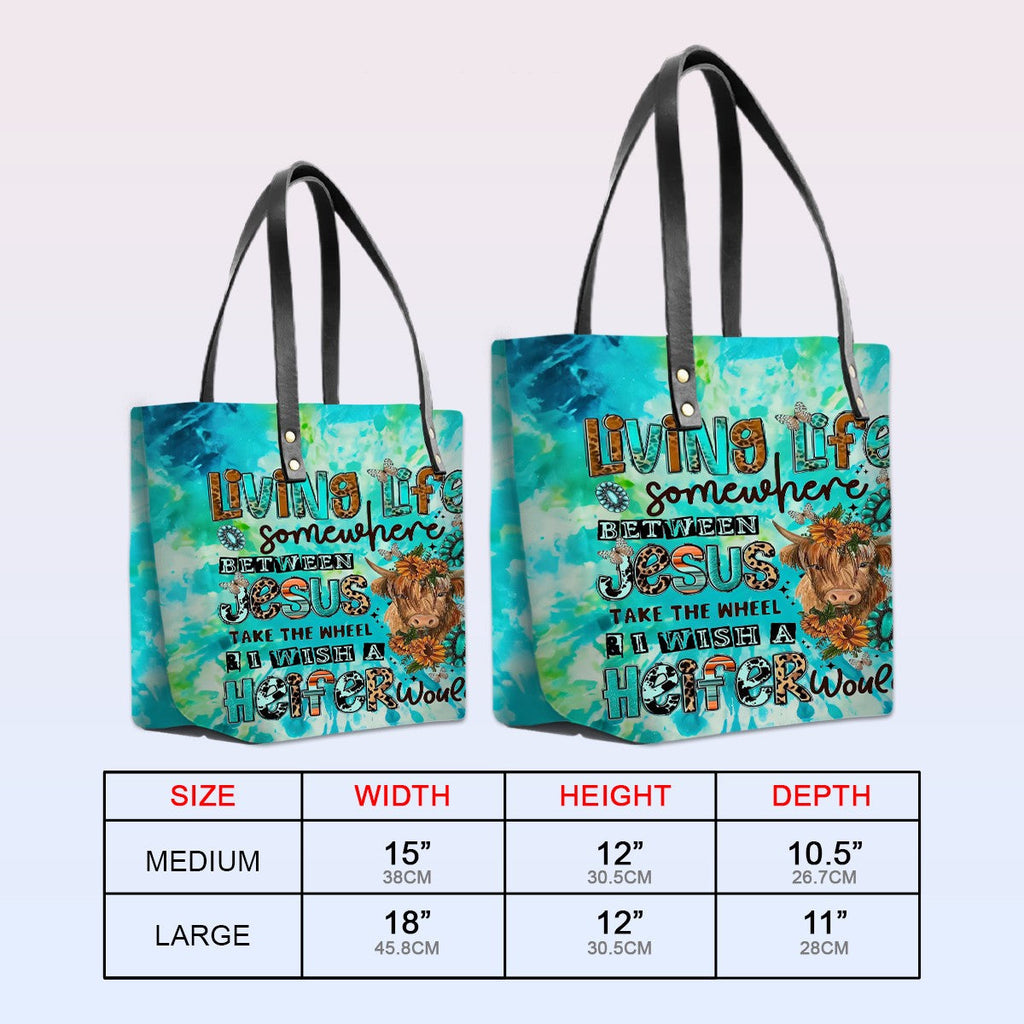 Personalized Bible Verse Leather Tote Bag