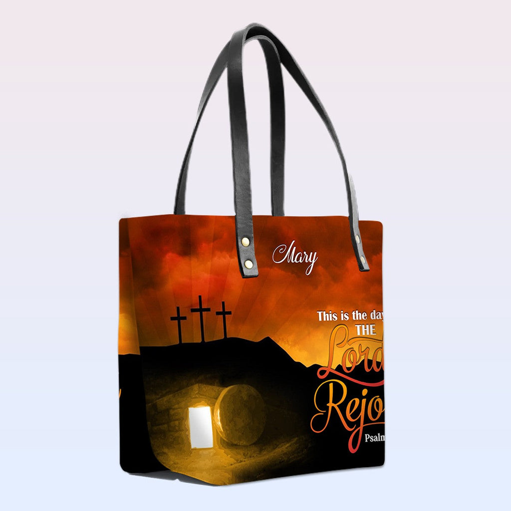 Personalized Bible Verse Leather Tote Bag