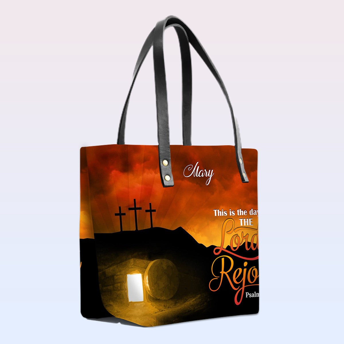Personalized Bible Verse Leather Tote Bag