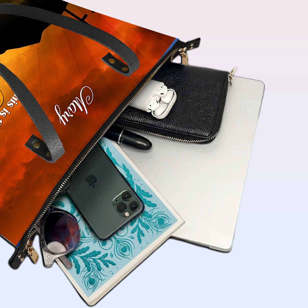 Personalized Bible Verse Leather Tote Bag